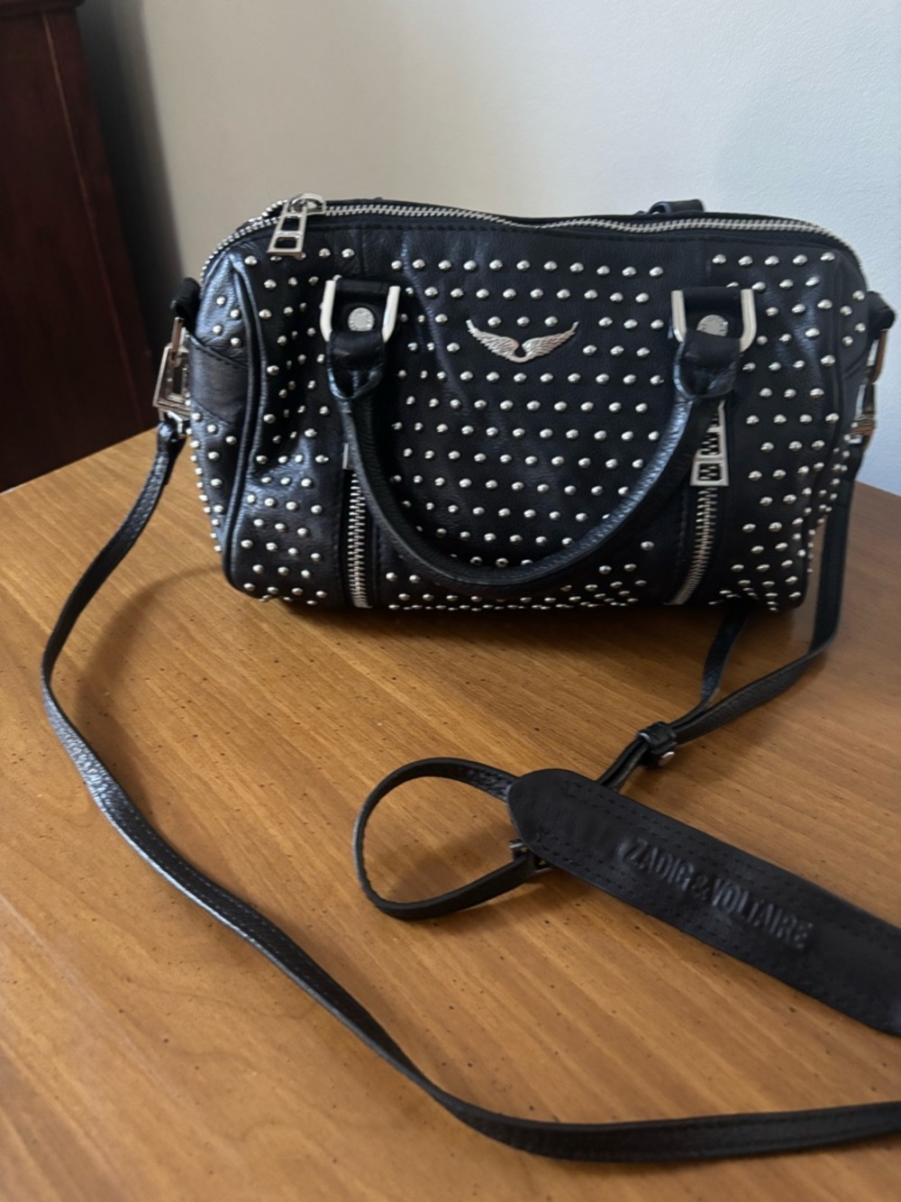 Zadig & Voltaire Black Studded Crossbody Satchel